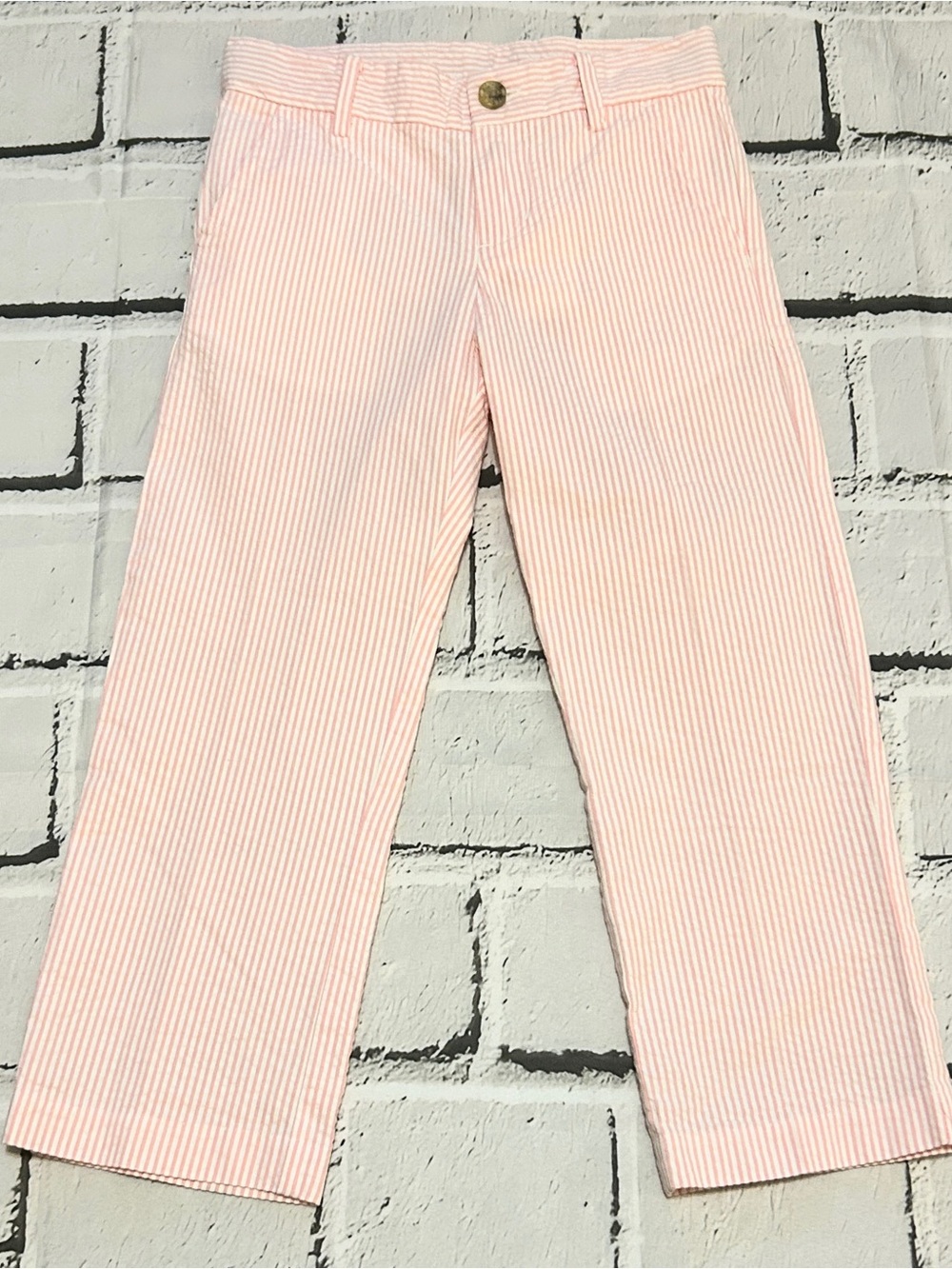 NWT Janie and Jack Pink & White Seersucker Striped Pants (4T)